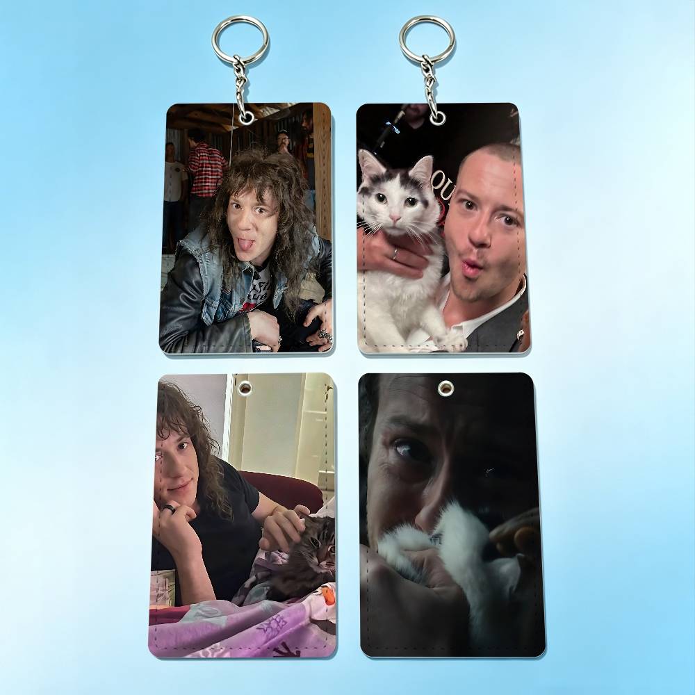 Leatherwork Keychain - actor J-Joseph Quinn Cat Badge Holder
