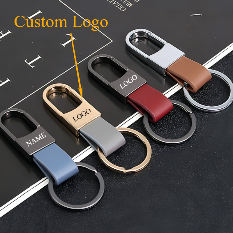 Leatherwork Keychain - Fashion Leather Keychains Custom Logo Name