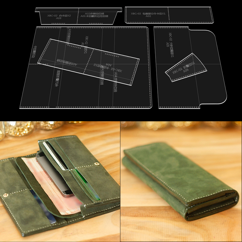 Leatherwork Patterns - YOMDID Long Wallet Template Leather Tools