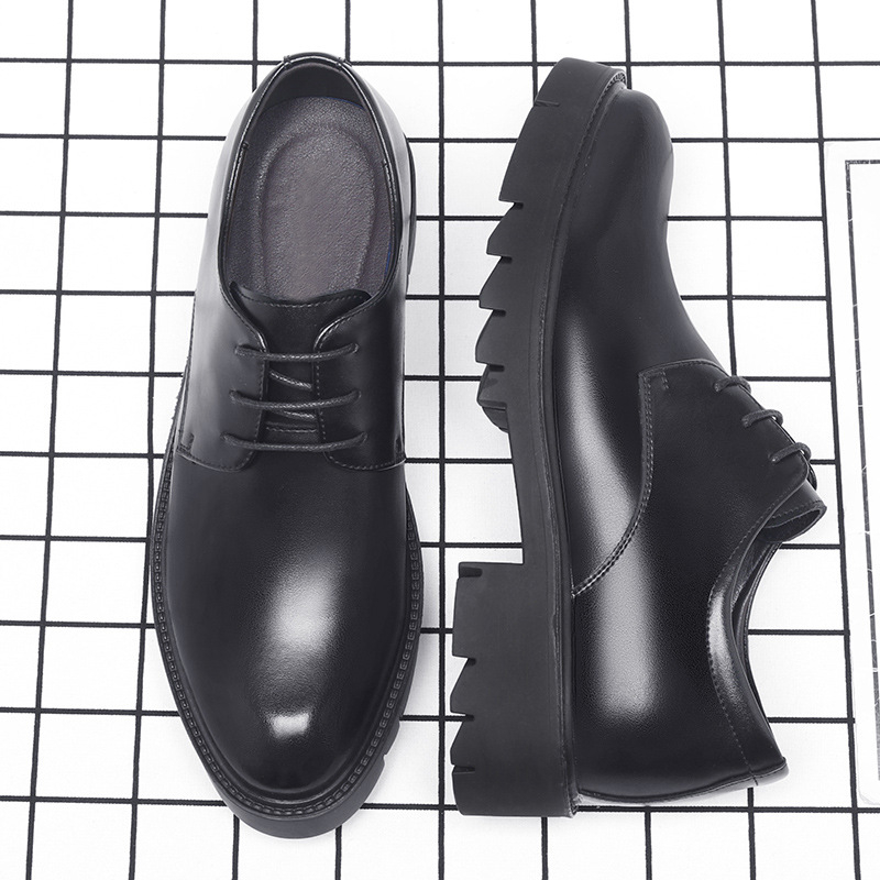 Leather Works - Mens Black Leather Lace Up Dress