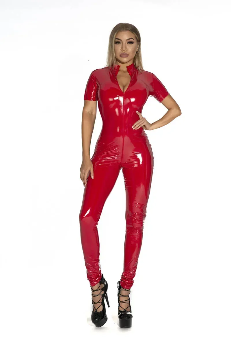 Women's Wet Look Shiny PU Faux - огляд і ціна Leather Work Overalls