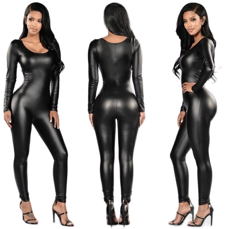 Woman PU Leather Jumpsuit Long - огляд і ціна Leather Work Overalls